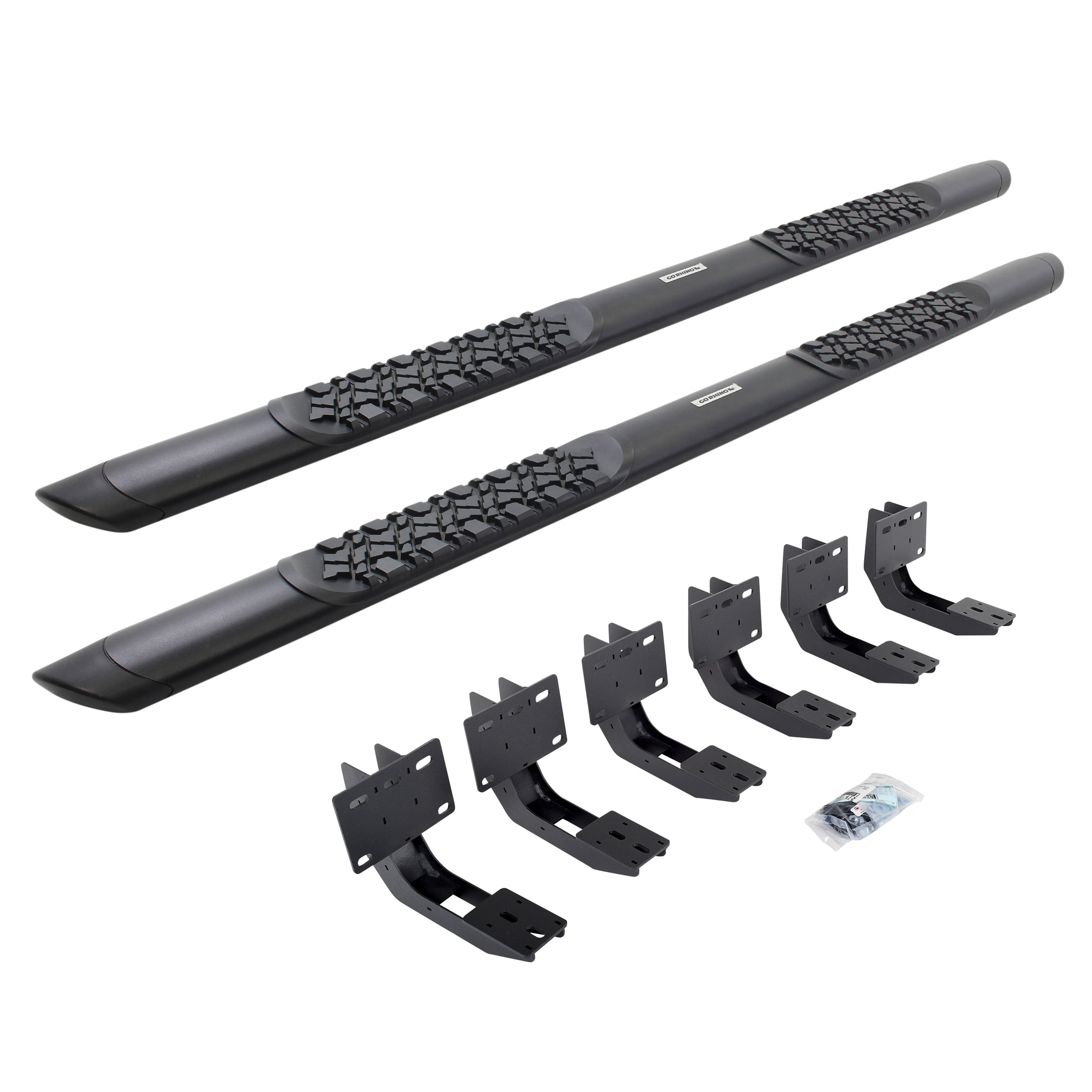 Go Rhino V3430687T V-Series V3 Aluminum Side Steps and Mounting Brackets Kit - Textured Black  For Ram 19-24 1500 (Crew Cab Pickup)
