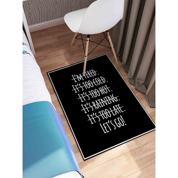 Let's Go Rugs, Success Rugs, Modern Rugs, Thin Rug, Positive Quote Rugs, Workplace Rug, Easy To Clean Rug, 3D Printeds Rugs, Black Rug, 2'x3' - 60x90 cm