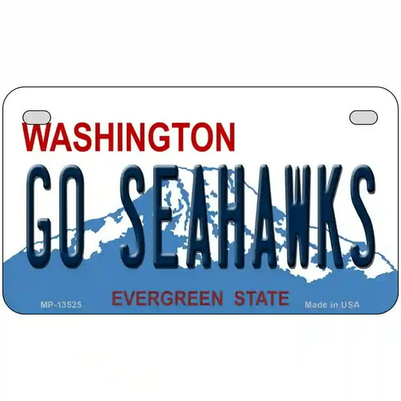 Go Seahawks Novelty Metal License Plate Tag 7" x 4" Motorcycle (MP)