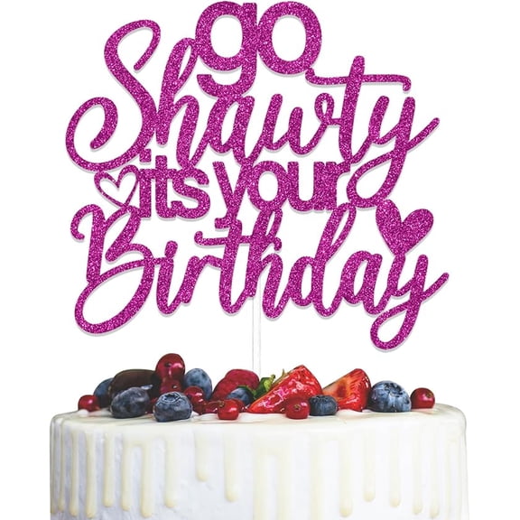 Go Shawty Its Your Birthday Cake Topper - Go Shawty Its Your Birthday Decorations - Hip Hop Party Decorations Rose Red