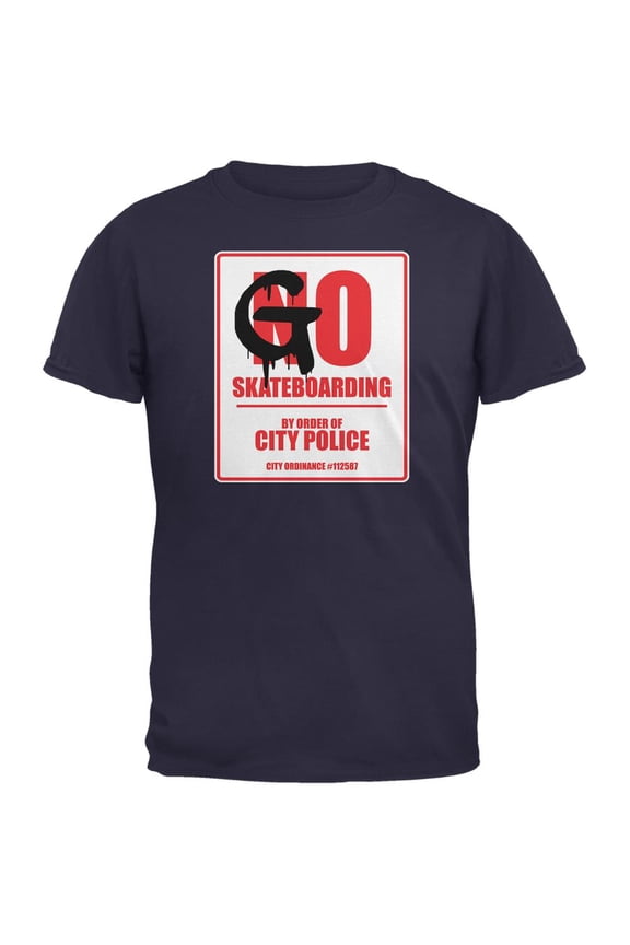 Go Skateboarding Navy Adult T-Shirt - Medium