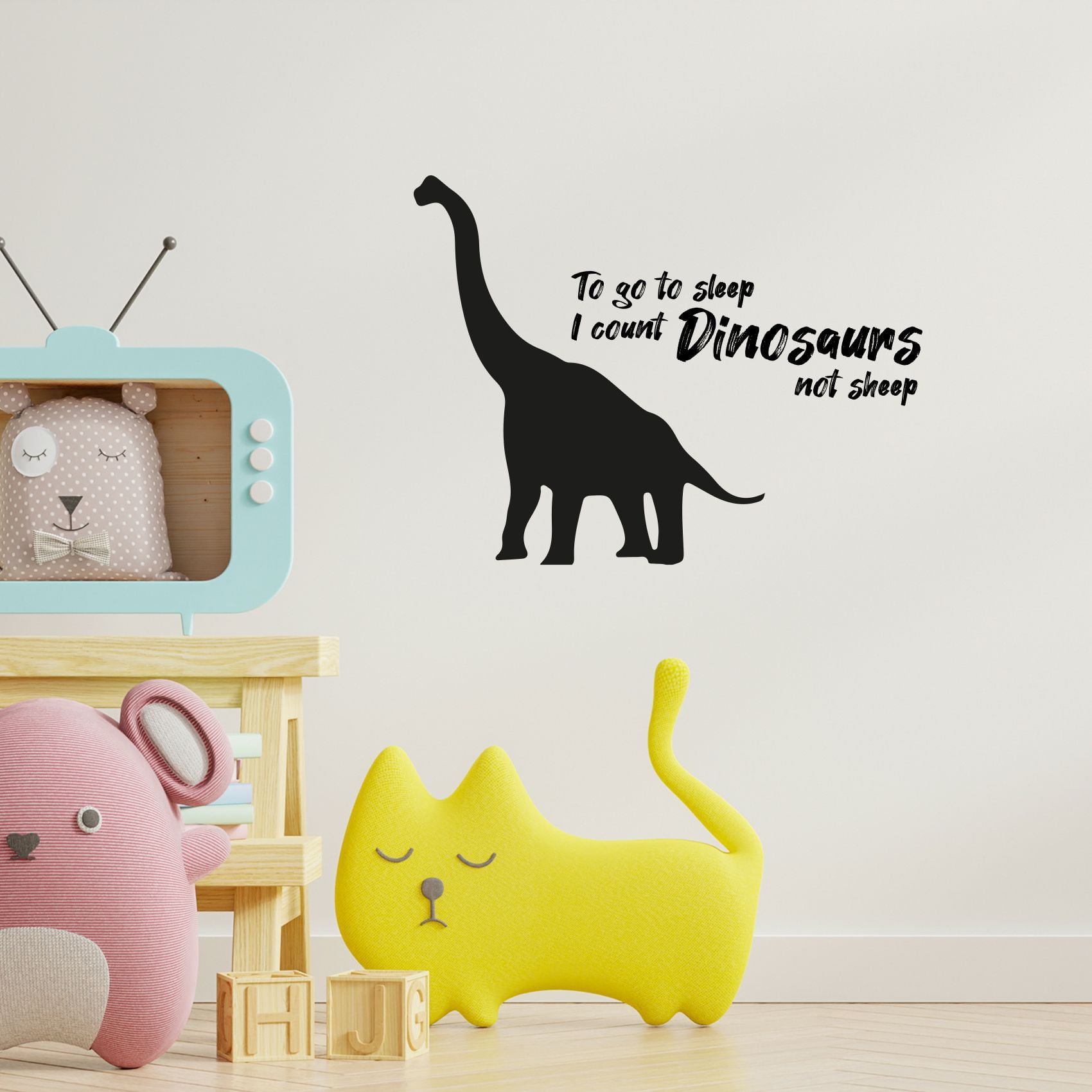 Go To Sleep Dinosaur Dino Life Postive Quote Cartoon Wall Sticker Art Decal Girls Boys Room Bedroom Nursery Kindergarten House Fun Home Decor Stickers Wall Art Vinyl Decoration Size (18x20 inch)