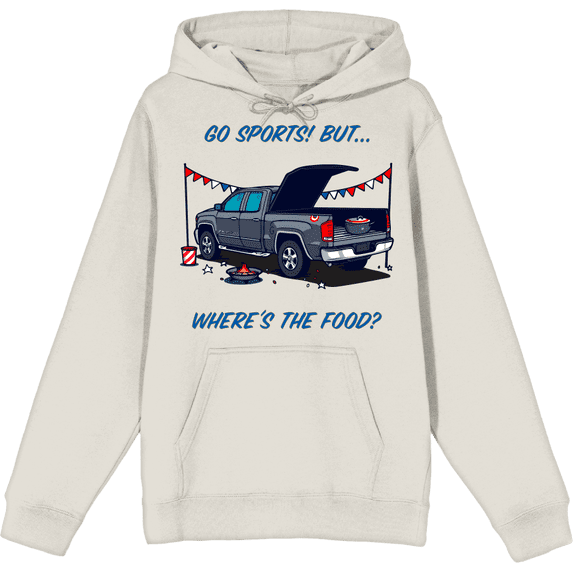 Go Sports! But Where's the Food? Adult Sand Long Sleeve Hoodie-Medium