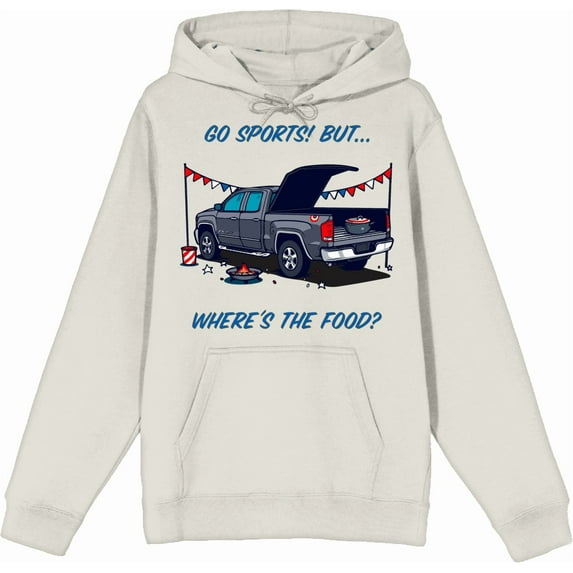 Go Sports! But Where's the Food? Adult Sand Long Sleeve Hoodie-XL