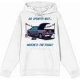 thumbnail image 1 of Go Sports! But Where's the Food? Adult White Long Sleeve Hoodie-Large, 1 of 6