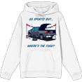 thumbnail image 1 of Go Sports! But Where's the Food? Adult White Long Sleeve Hoodie-Large, 1 of 3