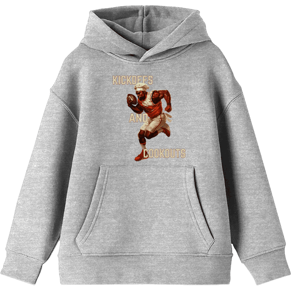 Go Sports! But Where's the Food? Youth Heather Gray Long Sleeve Hoodie-Medium