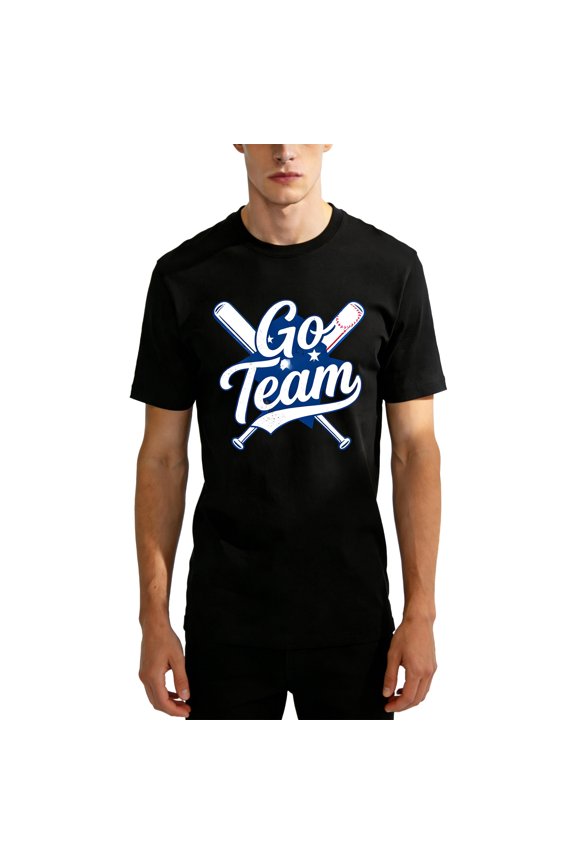 Go Team Baseball Men's Premium 100% Cotton Soft Graphic Crewneck Short Tee S