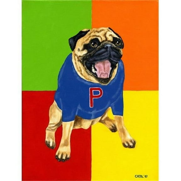 Go Team Varsity Pug Flag Garden Size