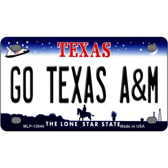 Go Texas A&M Novelty Metal License Plate 4" x 2.2" Mini
