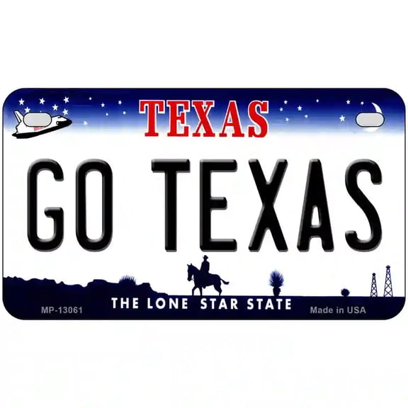Go Texas Novelty Metal License Plate 7" x 4" Motorcycle (MP)