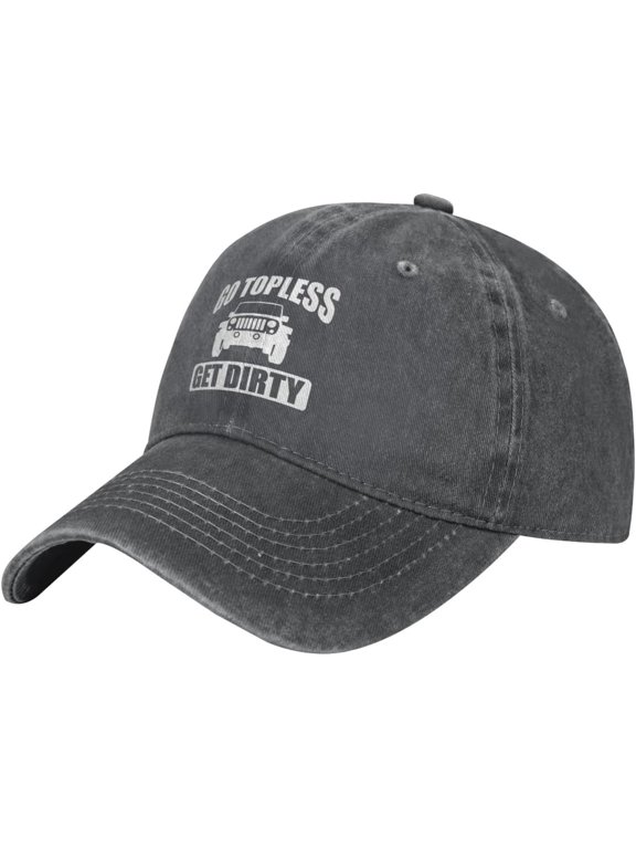 Go Topless Get Dirty Hat Baseball Cap Washed Dad Trucker Hat Cowboy Hat Black