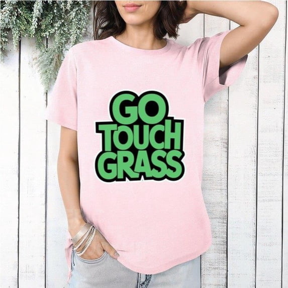 Go Touch Grass Funny Meme Gamer Internet Unplug Outdoor T-Shirt, for men & women, up to size 5XL