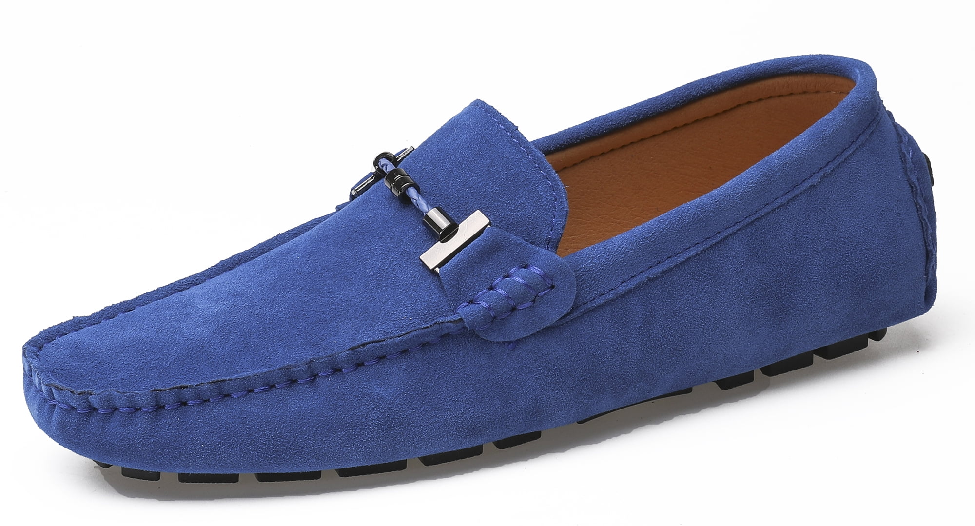 Handmade Men Navy blue suede Loafer shoes, Men suede casual driving shoes