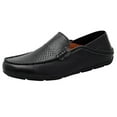 thumbnail image 1 of Go Tour Men's Premium Genuine Hand-made Leather Casual Slip on Loafers Breathable Driving Shoes Fashion Slipper B Black Punched 8.5/42, 1 of 8