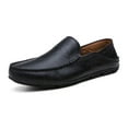 thumbnail image 1 of Go Tour Men's Premium Genuine Hand-made Leather Casual Slip on Loafers Breathable Driving Shoes Fashion Slipper C Black Fur 13/50, 1 of 9