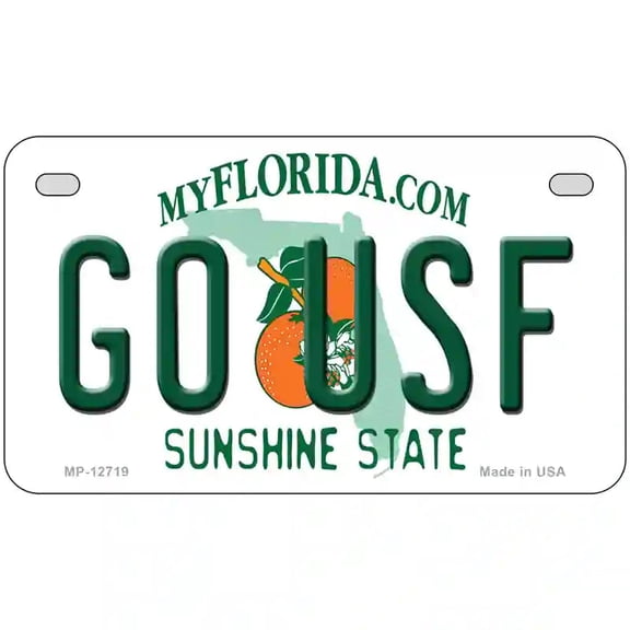 Go USF Novelty Metal License Plate 7" x 4" Motorcycle (MP)