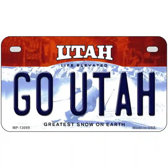 Go Utah Novelty Metal License Plate 7" x 4" Motorcycle (MP)