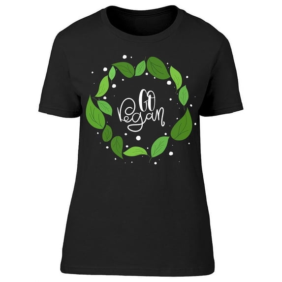 Go Vegan, Circle Of Leaves T-Shirt Women -Image by Shutterstock, Female Large
