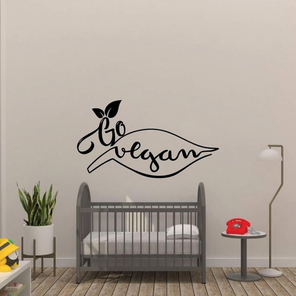 Go Vegan - Vegan Quote Vegetarian Lifestyle Vegetarianism Life Quote Vinyl Wall Art Sticker Decal Vegan Veganism Life Style Kitchen Room Dining Area Wall Design Home Decor Size (14x20 inch)