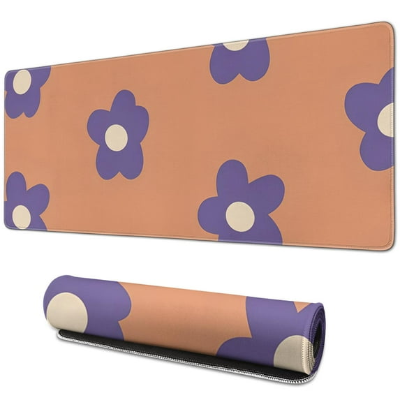 Go Vintage with Groovy Flowers Desk Mat: Extended Gaming Mouse Pad for Office Work & Gaming, Non-Slip Rubber Base, Computer Keyboard Mat with Stitched Edges - Large & Chic - 31.5x11.8 inches