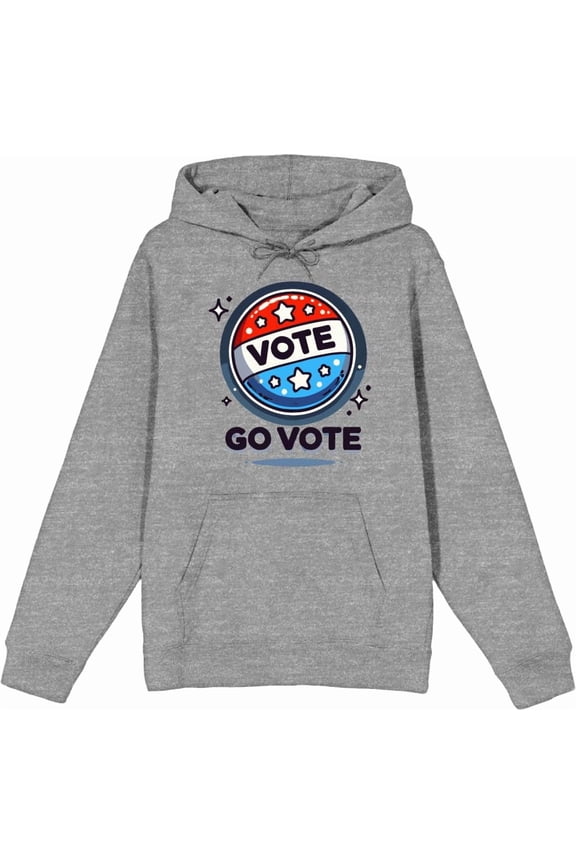 Go Vote Button! Adult Blue Long Sleeve Hoodie-Small