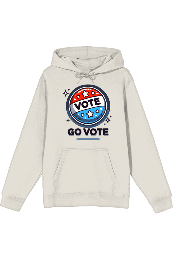 Go Vote Button! Adult Sand Long Sleeve Hoodie-Medium