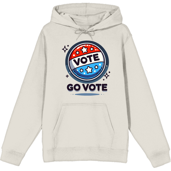 Go Vote Button! Adult Sand Long Sleeve Hoodie-Medium