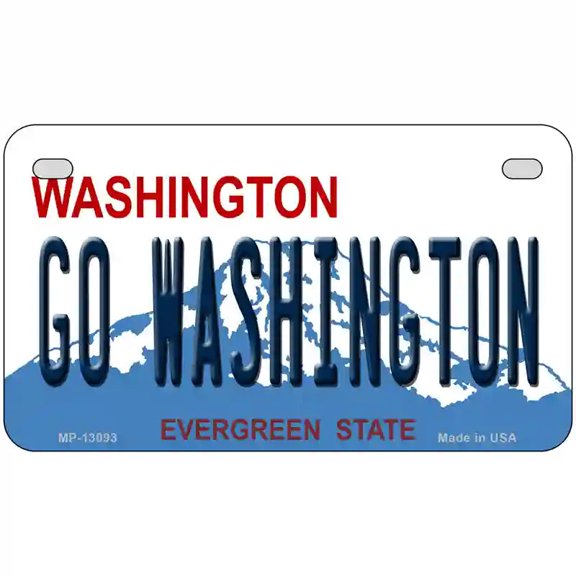 Go Washington Novelty Metal License Plate 7" x 4" Motorcycle (MP)