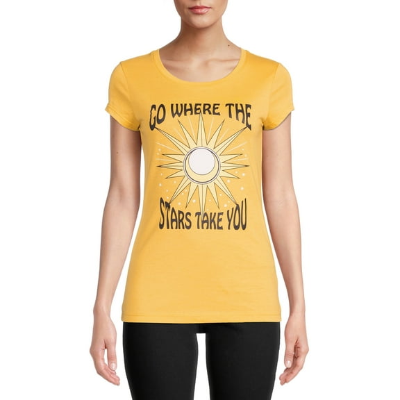 Go Where The Stars Take You Juniors' Graphic T-Shirt with Short Sleeves