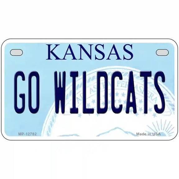 Go Wildcats Kansas Novelty Metal License Plate Tag 7" x 4" Motorcycle (MP)