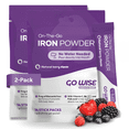 thumbnail image 1 of Go Wise Iron Supplement Powder for Women and Men with Vitamin C and Folic Acid, Vegan, No Water Needed, 14 Stick Packs, 0.62 oz, 1 of 10