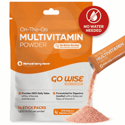 Go Wise Complete Adult Multivitamin Powder for Women and Men, Essential vitamins, Formula for sensitive stomach, No Water Needed, 14 Sticks