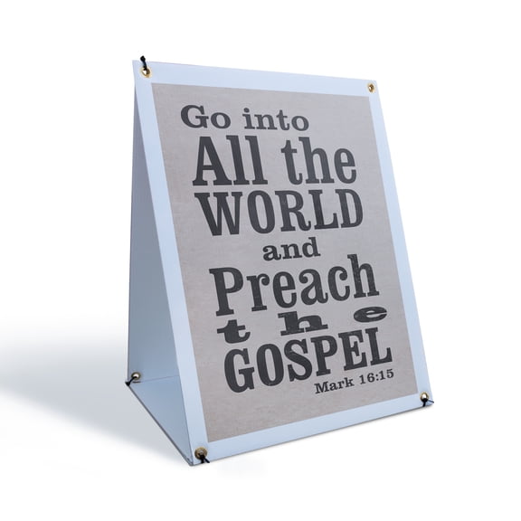 Go Into All The World Sidewalk Sign 24 Inch x 36 Inch A-Frame Images On Both Sides | Inspirational Message, Faith-Based Design, Durable Material | Made in USA