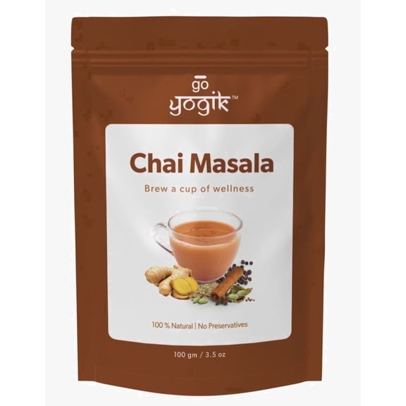 Chai Tea Spice Mix | Go-Yogik Aromatic Chai powder100g(80cups) | Real Indian Taste |Caffiene Free | Vegan | Gluten Free| Zero Sugar| Ayurveda Backed