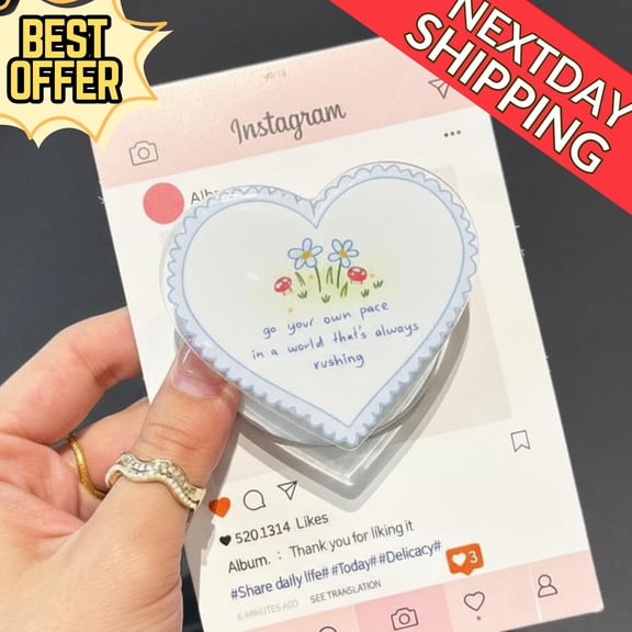 Go Your Own Pace Heart MagSafe Phone Grip  Motivational Quote with Floral Design, Cute Inspirational Phone Holder, Positive Phone Stand