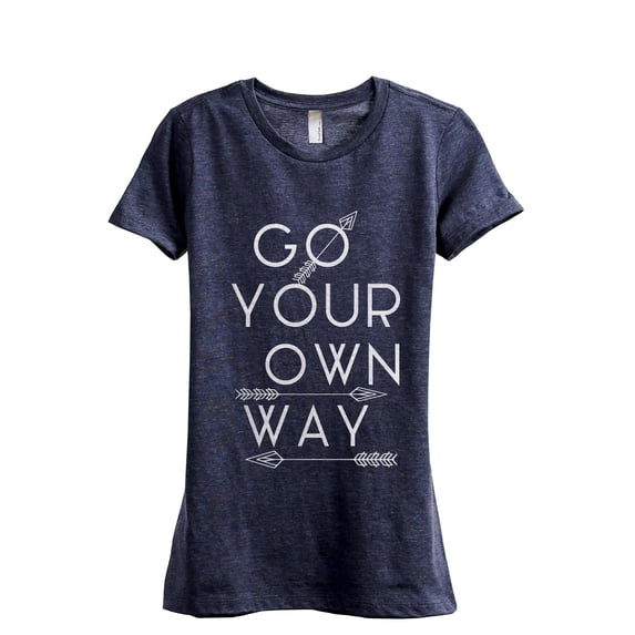 Go Your Own Way Women's Fashion Relaxed T-Shirt Tee Heather Navy Medium