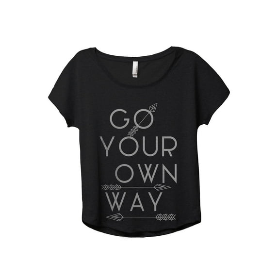 Go Your Own Way Women's Fashion Slouchy Dolman T-Shirt Tee Heather Black Small