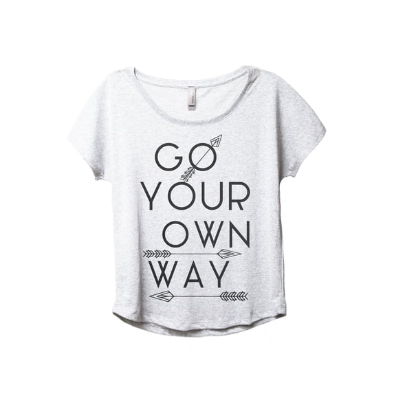 Go Your Own Way Women's Fashion Slouchy Dolman T-Shirt Tee Heather White X-Large