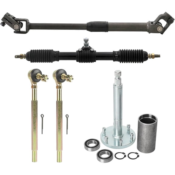 Go kart Complete kit, Front Steering Wheel Parts 440mm /17'' Rack Pinion Adjustable Shaft Tie Rod Ends Assembly for 110cc 125cc 150cc Go Kart Golf Cart Mini bike Buggy UTV Off-road