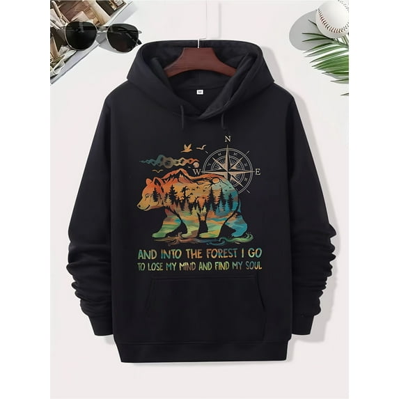 Go to Lose My Mind Camping Bear Retro Perfect for Outdoor, Fitness, and Weekend Wear, Casual Wear Hoodie Graphic Print Hoodie Comfortable Fit Hoodie