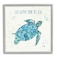 thumbnail image 1 of Go with the Flow Quote Turtle Tortoise Blue Green Watercolor Art for Kids Framed Art Print Wall Art, 17x17, 1 of 8