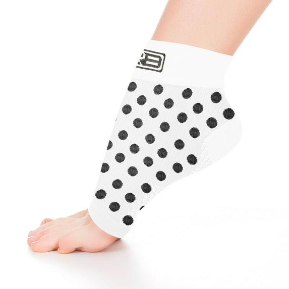 Go2 Compression Ankle Socks Plantar Fasciitis Foot Heel & Arch Support (1Pair WhiteBlack, S)