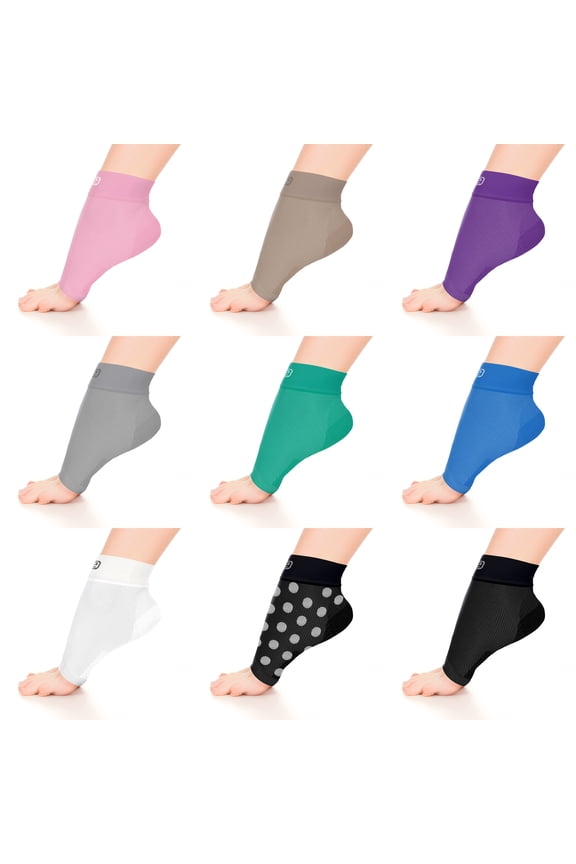 Compression Ankle Socks Plantar Fasciitis Foot Heel & Arch Support (White M, 1 Pair)