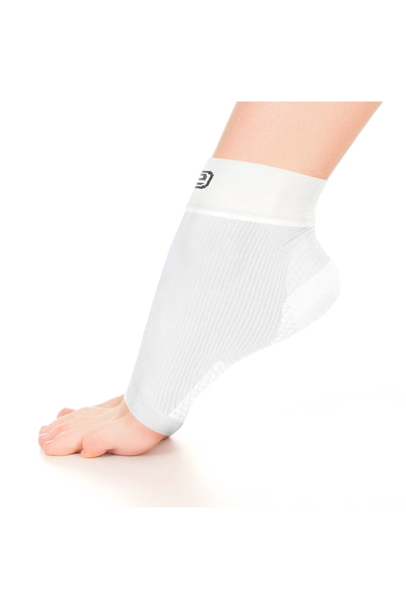 Compression Ankle Socks Plantar Fasciitis Foot Heel & Arch Support (White S, 1 Pair)