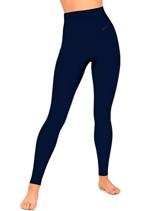 Go2 Compression Leggings Womens Blue High Waist with Tummy Control and Pocket (Navy Blue,Large)