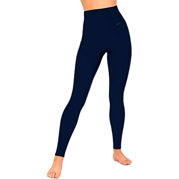 Go2 Compression Leggings Womens Blue High Waist with Tummy Control and Pocket (Navy Blue,Large)