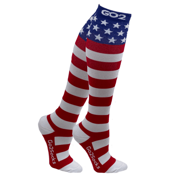 Go2 Compression Socks Unisex Military Color Design | USA Flag Stars Stripes | Camo Navy Green Army Gray | Athletic Running Socks | Medical Graduated | Travel Sports Outdoors (1P StarStripes, M)