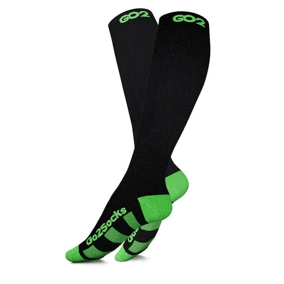 Go2 Compression Socks for Women and Men Athletic Running Socks for Nurses Medical Graduated Nursing Compression Socks for Travel Running Sports Socks! (1P BlackGreen, S)