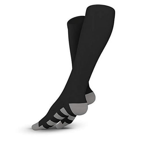 Go2 Compression Socks for Women and Men Athletic Running Socks for Nurses Medical Graduated Nursing Compression Socks for Travel Running Sports Socks!(New & Improved Black, L)